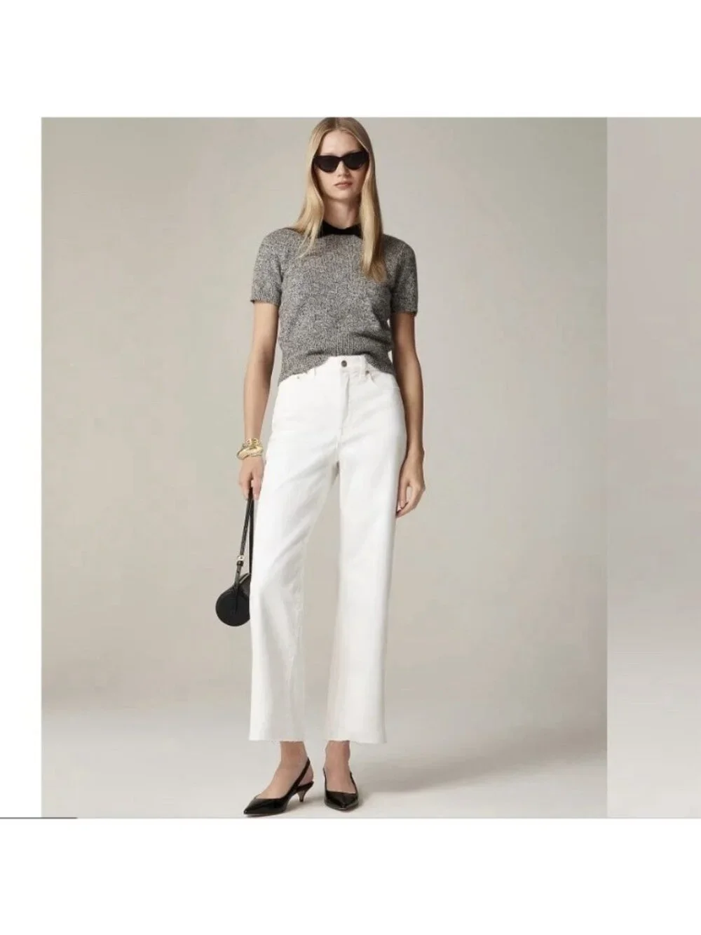 J. Crew '96 Slim Wide Leg Jeans White Raw Hem Size 24 NEW